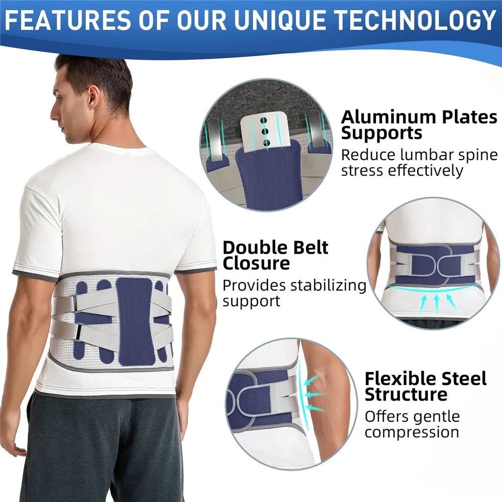 YF-YD042 Size L Thermal Pressed Steel Plate Sports Waist Brace Adults Fitness Basketball Deadlift Waist Support Band - Blue - 3