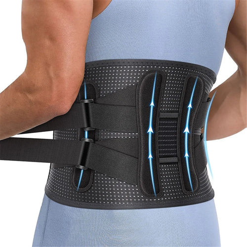 YF-YD028 Waist Support Band Fitness Weightlifting Hiking Breathable Thin Summer Waist Trainer Lumbar Brace - Black / S - 1