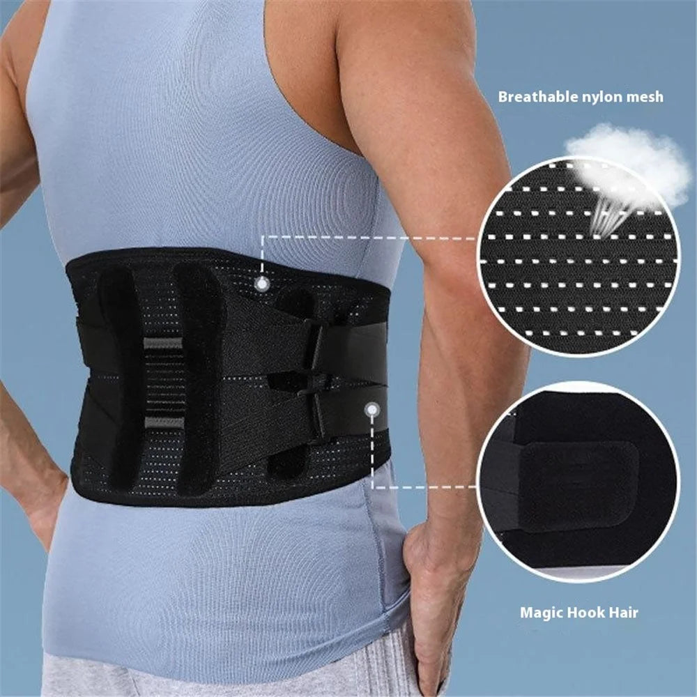 YF-YD028 Waist Support Band Fitness Weightlifting Hiking Breathable Thin Summer Waist Trainer Lumbar Brace - Black / S - 4