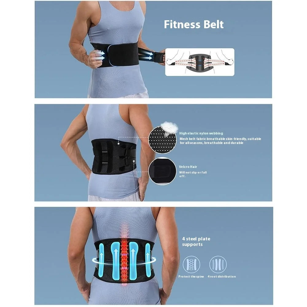 YF-YD028 Waist Support Band Fitness Weightlifting Hiking Breathable Thin Summer Waist Trainer Lumbar Brace - Black / S - 5