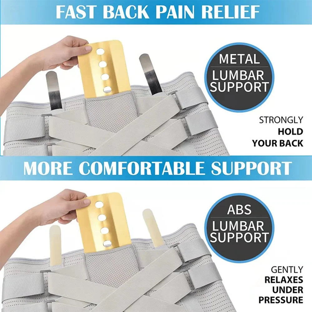 YF-YD031 Sports Waist Support Band Wide Steel Plate Lumbar Brace for Powerlifting Fitness Weightlifting - Grey / M - 5