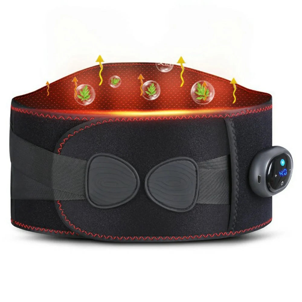 YF-FR069 Graphene Heating Therapy Waist Belt Vibration Massage Cordless Electric Lumbar Support - Black - 1