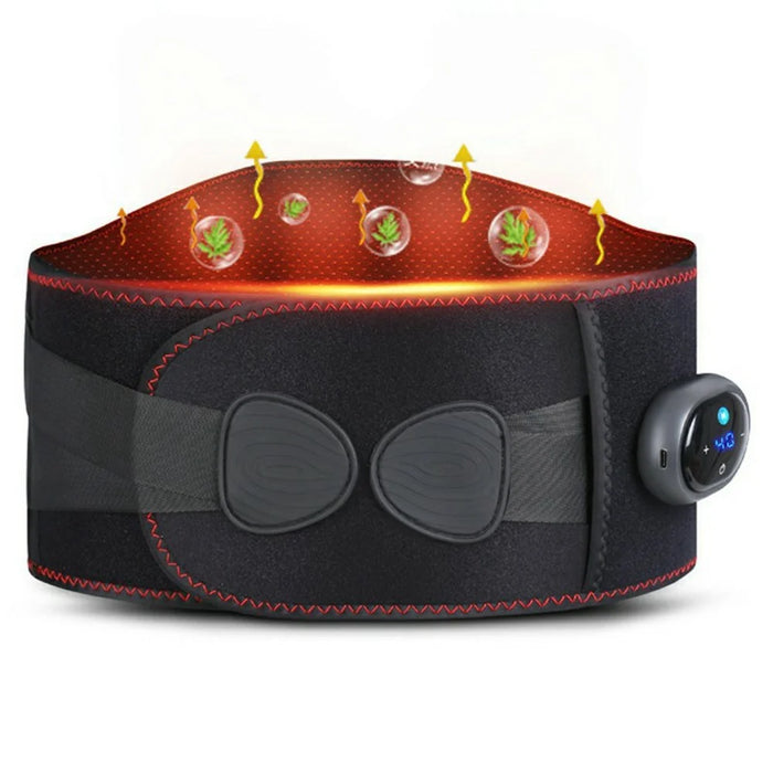 YF-FR069 Graphene Heating Therapy Waist Belt Vibration Massage Cordless Electric Lumbar Support - Black - 1