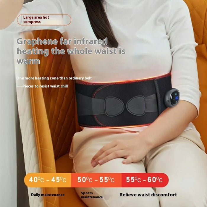 YF-FR069 Graphene Heating Therapy Waist Belt Vibration Massage Cordless Electric Lumbar Support - Black - 2