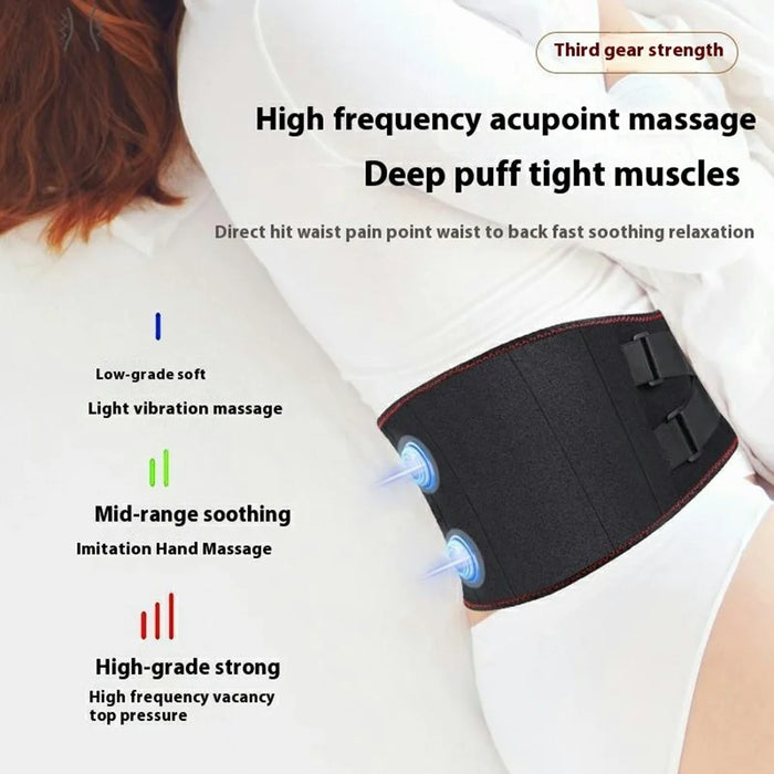 YF-FR069 Graphene Heating Therapy Waist Belt Vibration Massage Cordless Electric Lumbar Support - Black - 3