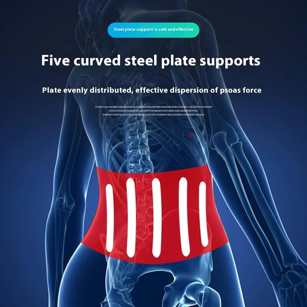 Waist Support Belt Running Fitness Weightlifting Breathable Mesh Compression Steel Plate Waist Brace - Black M - 5