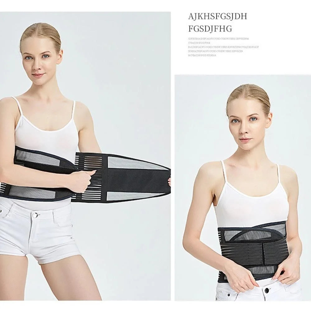 Waist Support Belt Running Fitness Weightlifting Breathable Mesh Compression Steel Plate Waist Brace - Black M - 7