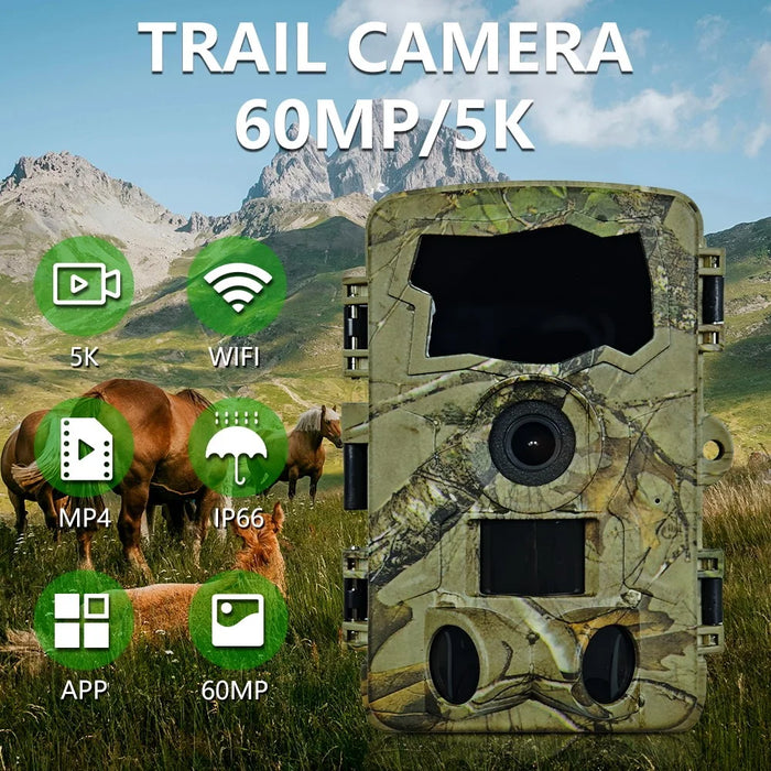 PR909W For Outdoor Security Hunting Camera 5K 60MP WiFi Night Vision Surveillance Camera - 4