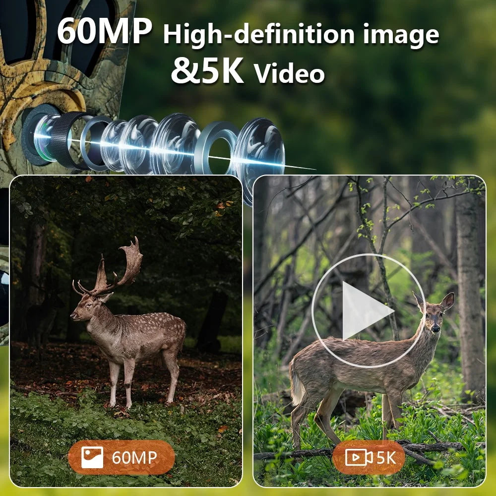 PR908W 5K 60MP WiFi Hunting Camera Night Vision Wide Angle Outdoor Wildlife Monitoring Camera - 5