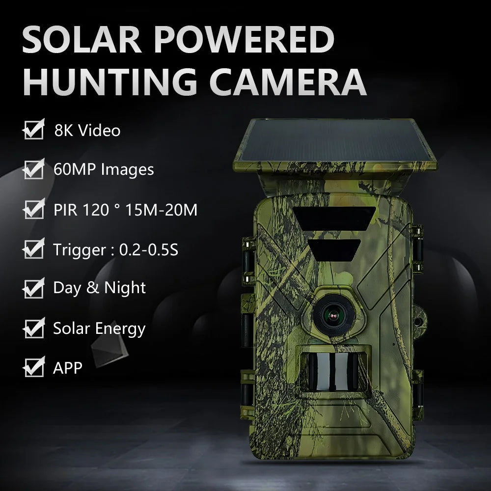 PR903W Solar Powered Outdoor Hunting Camera 8K 60MP WiFi Infrared Night Vision Trail Camera - 7