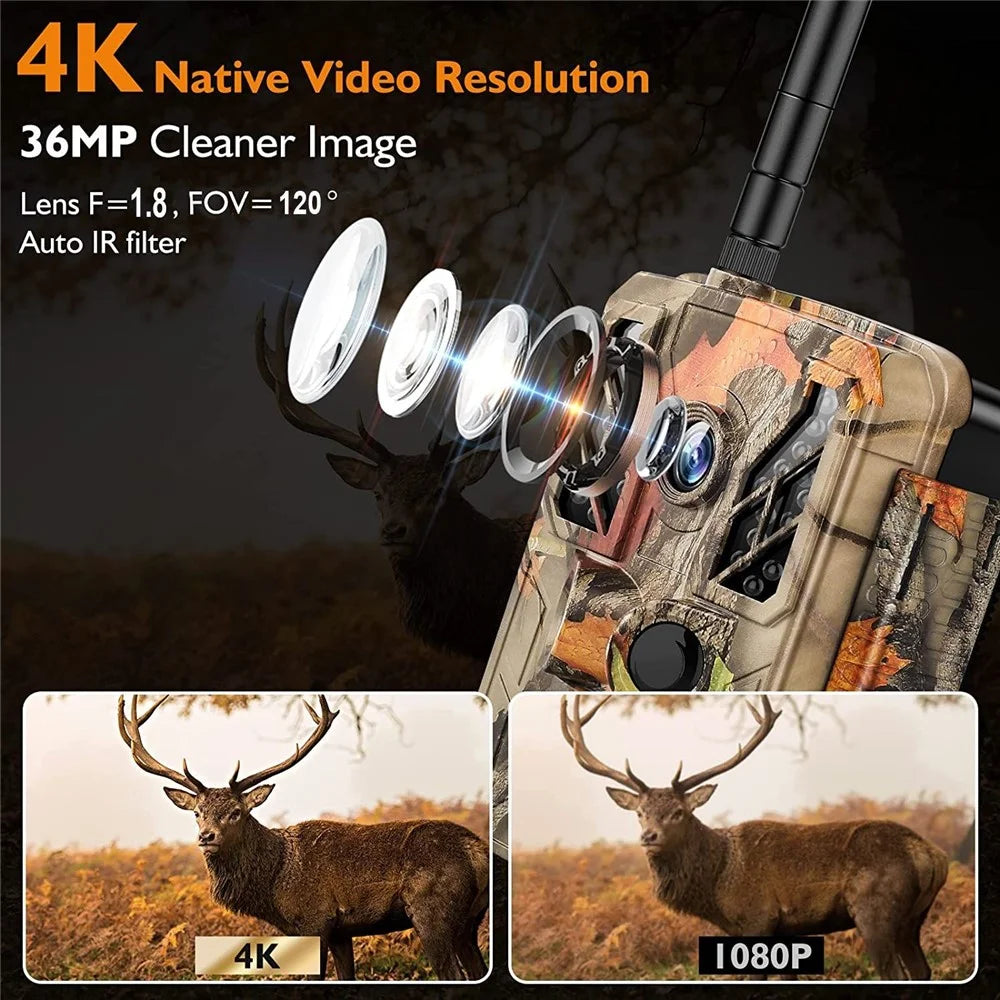 BST883W Wildlife Monitoring Outdoor Night Vision Camera 4K WIFI Infrared Animal Tracking Hunting Camera - Leaves Color - 4