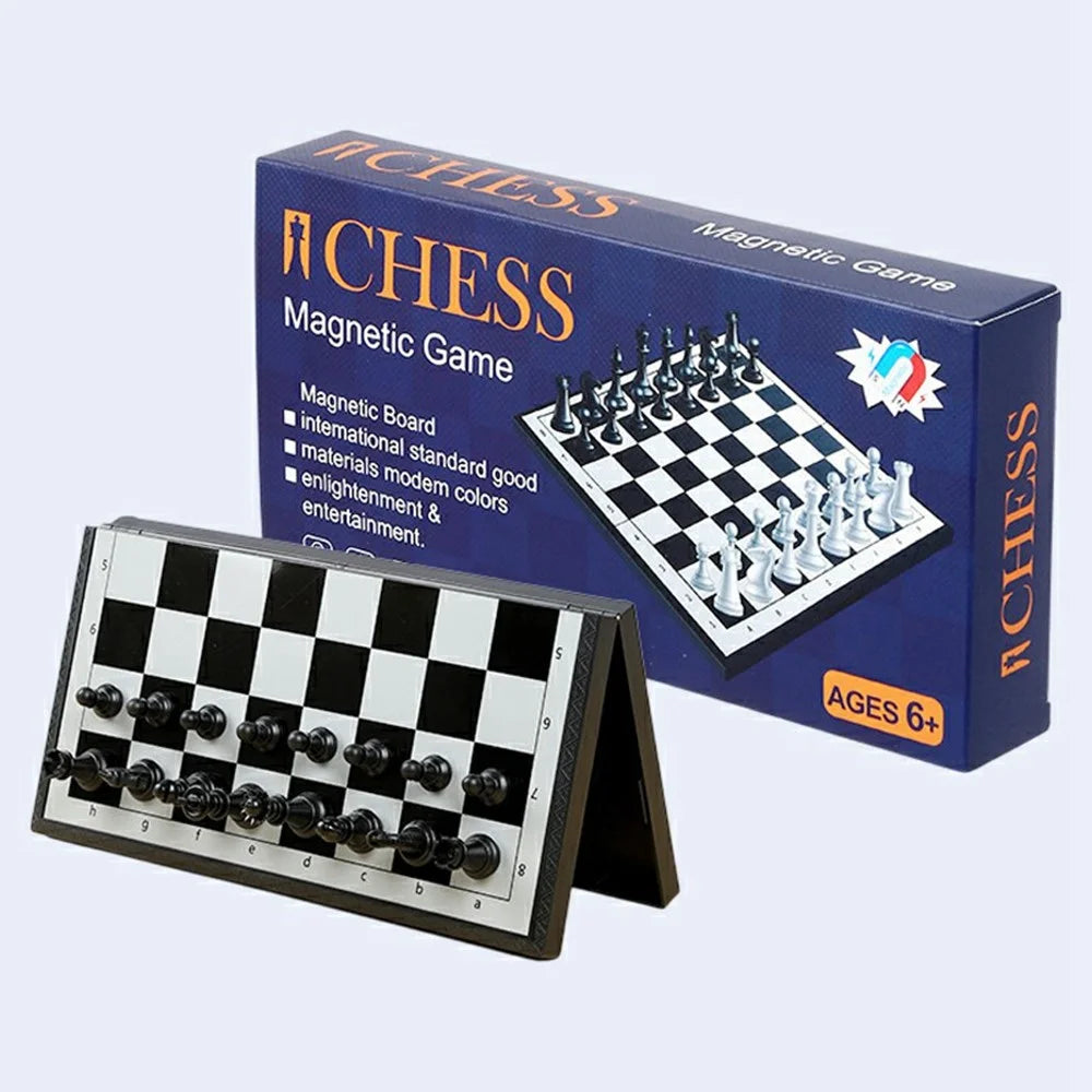 Magnetic Folding Chess Set for Kids 20 x 20cm Portable Travel Board Game with Magnetic Pieces - 1