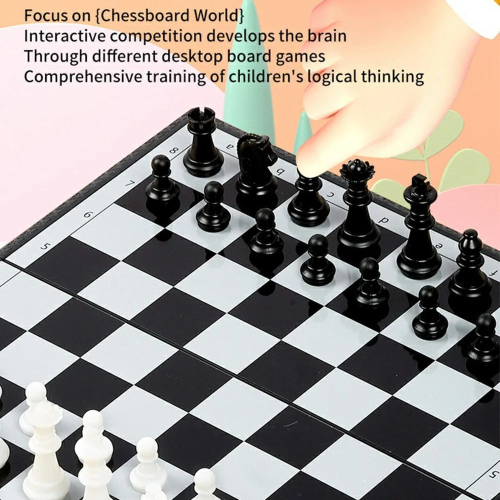 Magnetic Folding Chess Set for Kids 20 x 20cm Portable Travel Board Game with Magnetic Pieces - 3