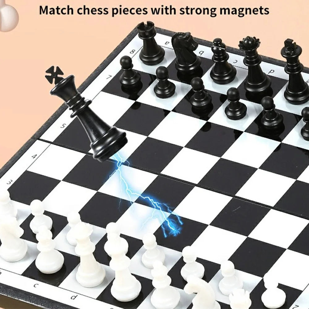 Magnetic Folding Chess Set for Kids 20 x 20cm Portable Travel Board Game with Magnetic Pieces - 4