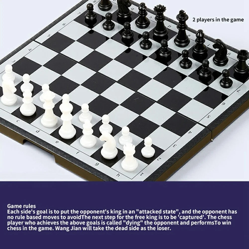 Magnetic Folding Chess Set for Kids 20 x 20cm Portable Travel Board Game with Magnetic Pieces - 6