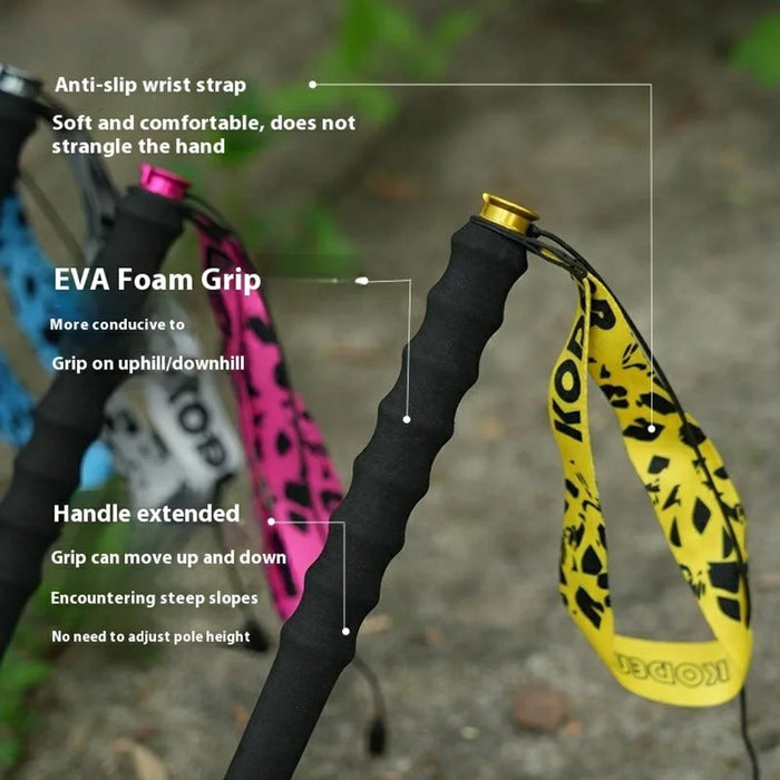 KODENOR 1Pc 110cm 3K Carbon Fiber Ultralight 4-Section Foldable Trekking Pole for Mountaineering Hiking Walking Stick - Pink - 4