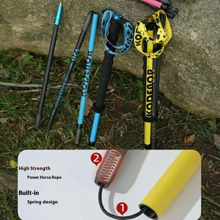 KODENOR 1Pc 110cm 3K Carbon Fiber Ultralight 4-Section Foldable Trekking Pole for Mountaineering Hiking Walking Stick - Pink - 5