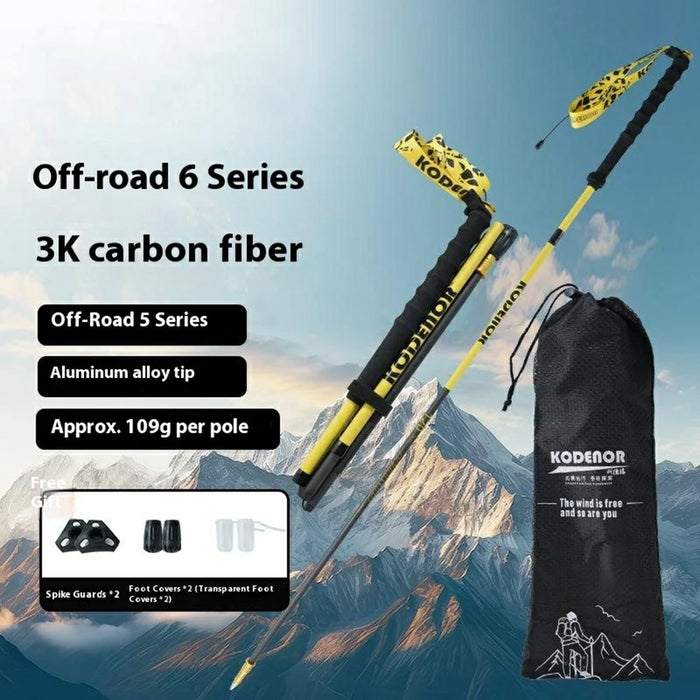 KODENOR 1Pc 120cm 3K Carbon Fiber Ultralight 4-Section Foldable Trekking Pole for Mountaineering Hiking Walking Stick - Pink - 2