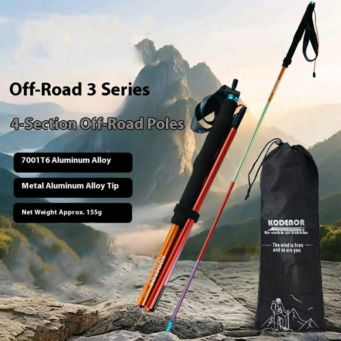 KODENOR 1Pc 120cm Quick Lock Trekking Pole for Outdoor Hiking Aluminum Alloy Foldable Walking Stick - Tarnish - 2