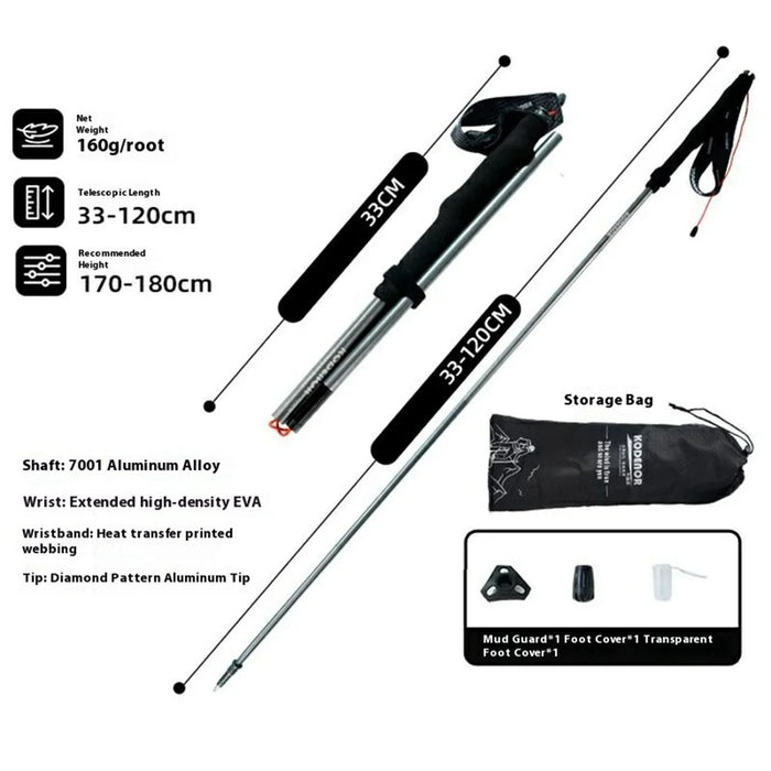 KODENOR 1Pc 120cm Quick Lock Trekking Pole for Outdoor Hiking Aluminum Alloy Foldable Walking Stick - Tarnish - 6