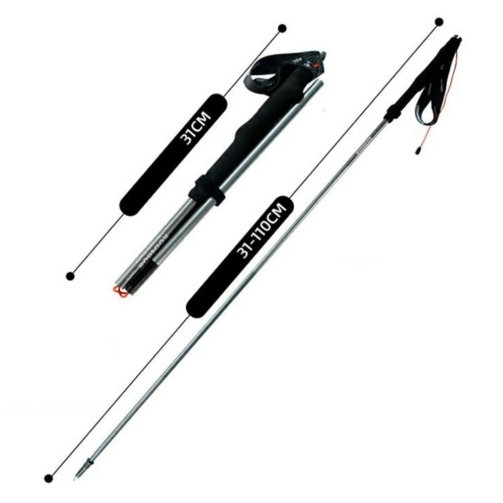 KODENOR 1Pc 110cm Quick Lock Trekking Pole for Outdoor Hiking Aluminum Alloy Foldable Walking Stick - Tarnish - 1