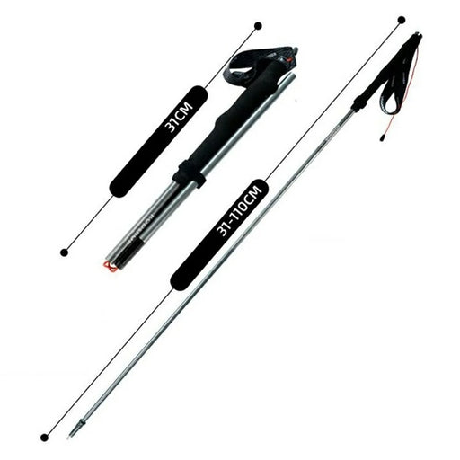 KODENOR 1Pc 110cm Quick Lock Trekking Pole for Outdoor Hiking Aluminum Alloy Foldable Walking Stick - Tarnish - 1