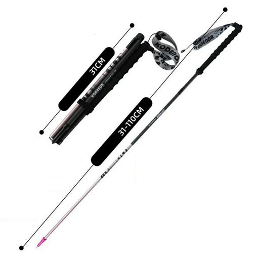 KODENOR 1Pc 110cm Trekking Pole Carbon Fiber + Aluminum Alloy Ultra Light 4-Section Foldable Hiking Stick - Pink - 1