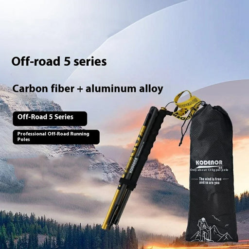 KODENOR 1Pc 110cm Trekking Pole Carbon Fiber + Aluminum Alloy Ultra Light 4-Section Foldable Hiking Stick - Pink - 2