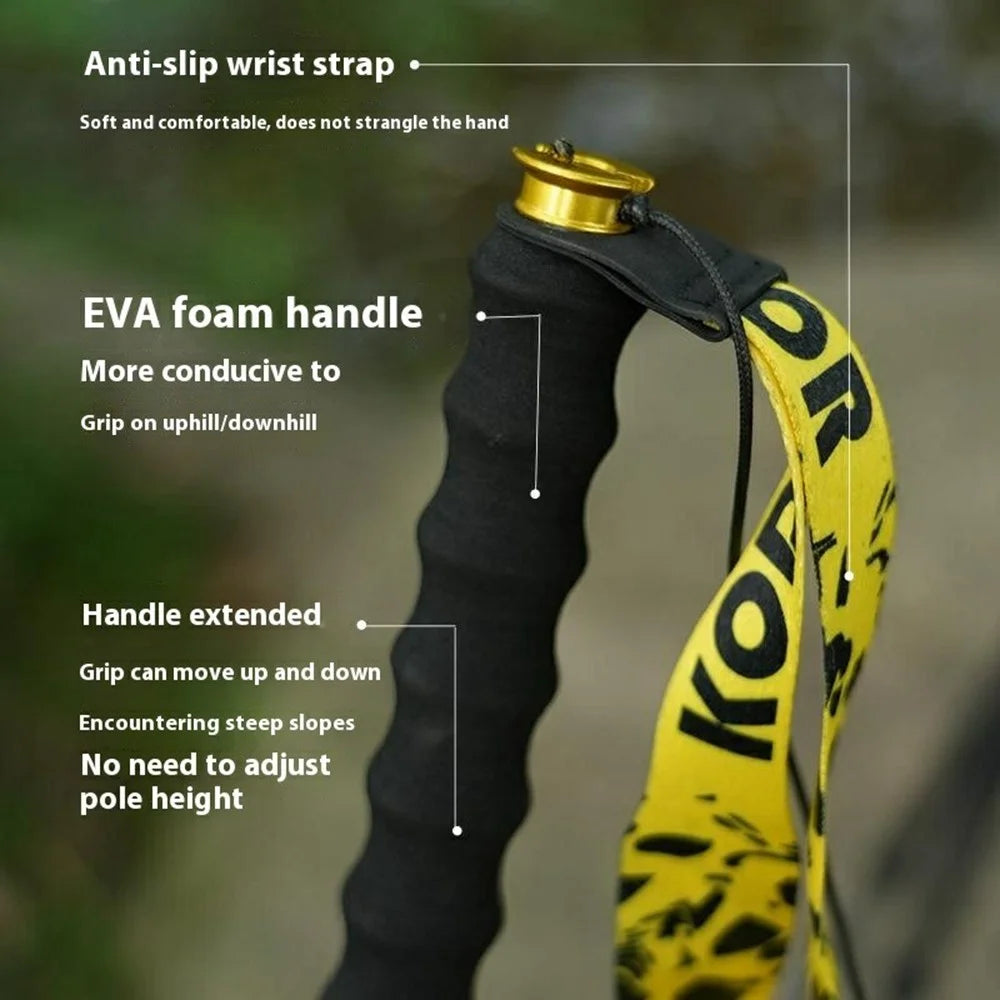 KODENOR 1Pc 110cm Trekking Pole Carbon Fiber + Aluminum Alloy Ultra Light 4-Section Foldable Hiking Stick - Pink - 4