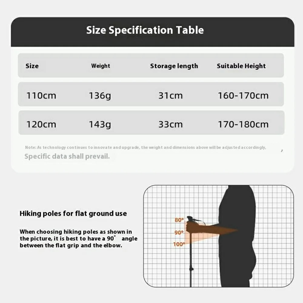 KODENOR 1Pc 110cm Outdoor Professional Trekking Pole Carbon Fiber Foldable Hiking Stick for Mountaineering - Orange - 6