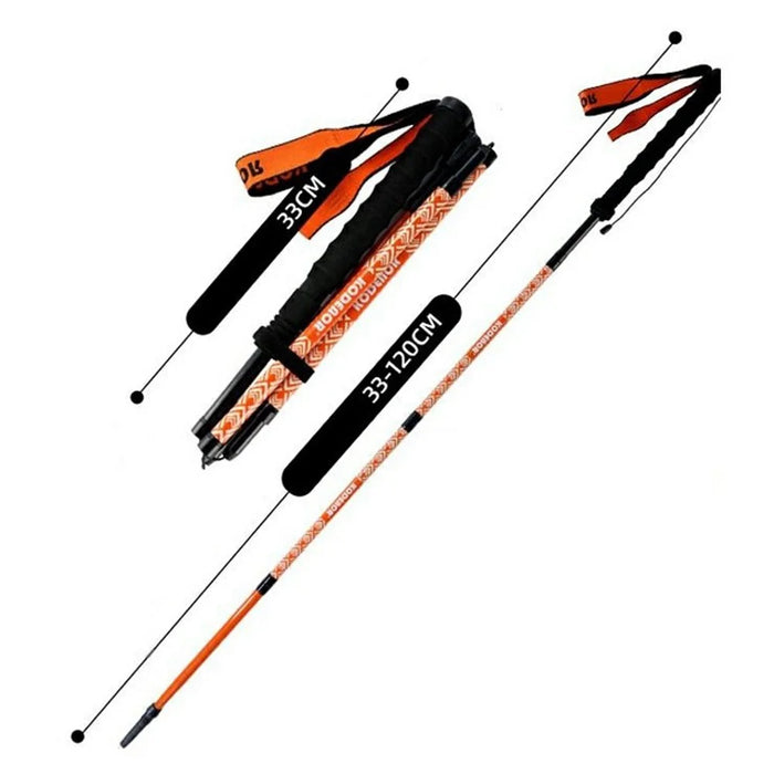 KODENOR 1Pc 120cm Outdoor Professional Trekking Pole Carbon Fiber Foldable Hiking Stick for Mountaineering - Orange - 1