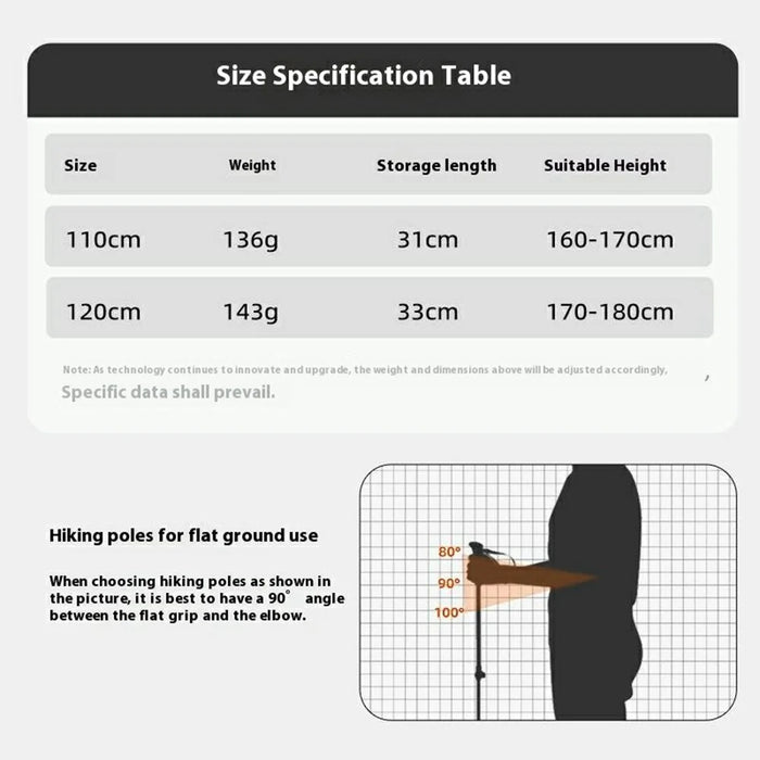 KODENOR 1Pc 120cm Outdoor Professional Trekking Pole Carbon Fiber Foldable Hiking Stick for Mountaineering - Orange - 6
