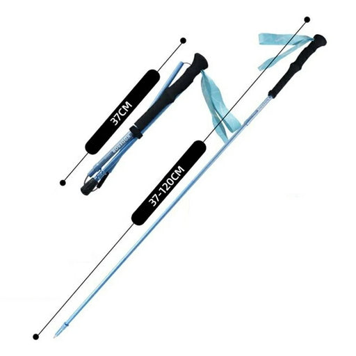 KODENOR 1Pc 120cm Foldable 4-Section Trekking Pole Lightweight Aluminum Alloy Hiking Stick for Mountain Climbing - Blue - 1