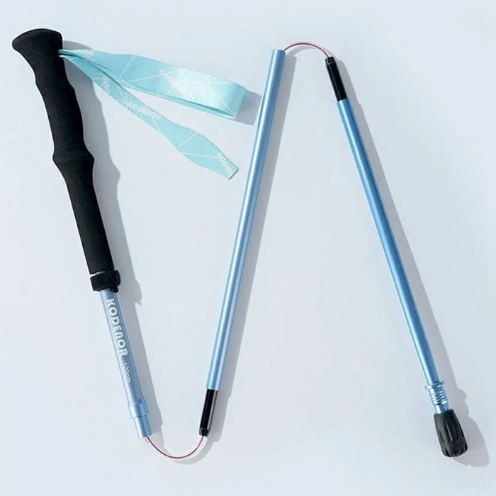 KODENOR 1Pc 120cm Foldable 4-Section Trekking Pole Lightweight Aluminum Alloy Hiking Stick for Mountain Climbing - Blue - 6