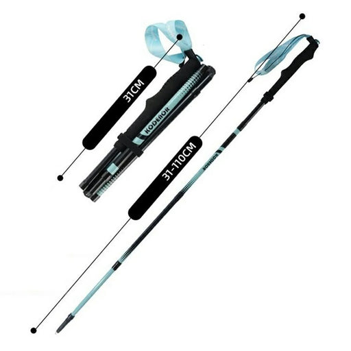 KODENOR 1Pc 110cm Professional Trekking Pole Ultralight Carbon Fiber Quick Lock Foldable Hiking Stick - Blue - 1