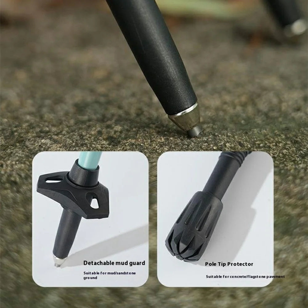 KODENOR 1Pc 110cm Professional Trekking Pole Ultralight Carbon Fiber Quick Lock Foldable Hiking Stick - Blue - 7