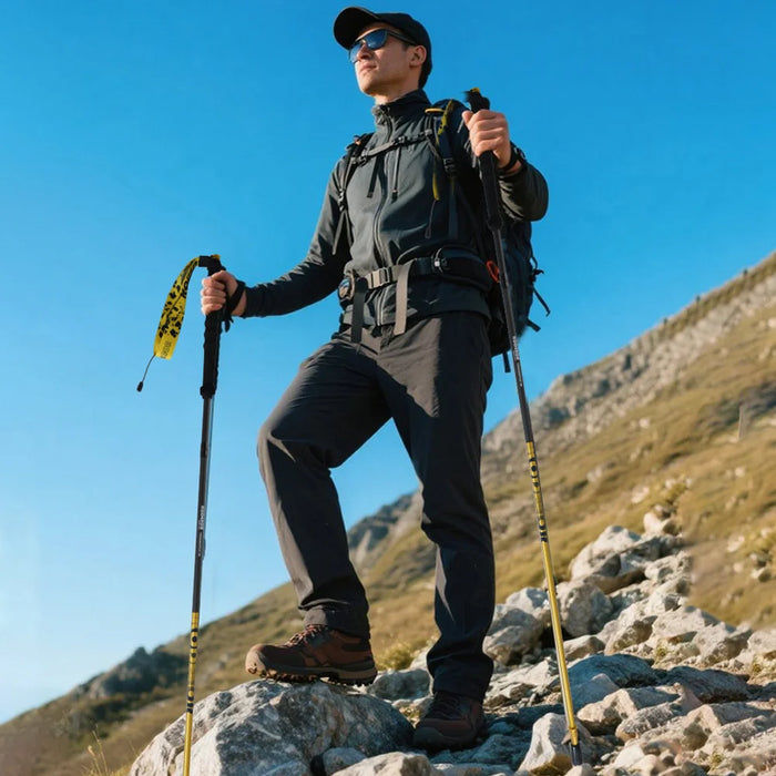 KODENOR 4-Section Carbon Fiber Foldable Trekking Pole 110cm Ultra Light Collapsible Hiking Poles - Blue - 3