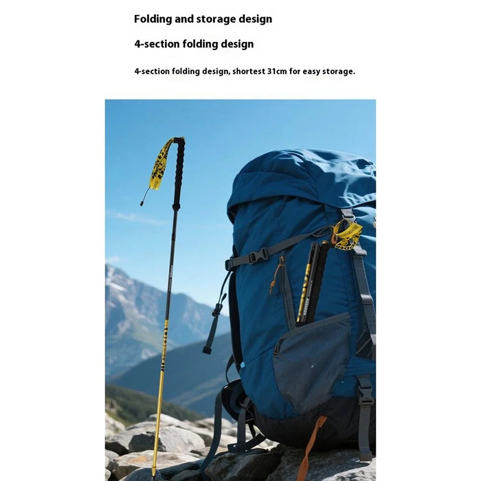 KODENOR 4-Section Carbon Fiber Foldable Trekking Pole 110cm Ultra Light Collapsible Hiking Poles - Blue - 4
