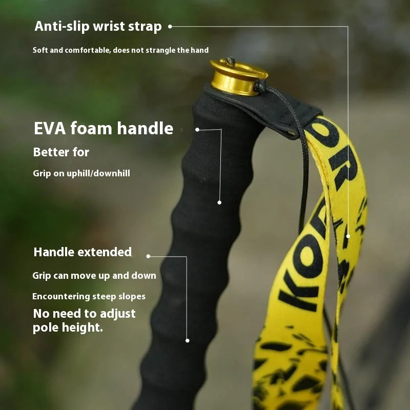 KODENOR 4-Section Carbon Fiber Foldable Trekking Pole 110cm Ultra Light Collapsible Hiking Poles - Blue - 5