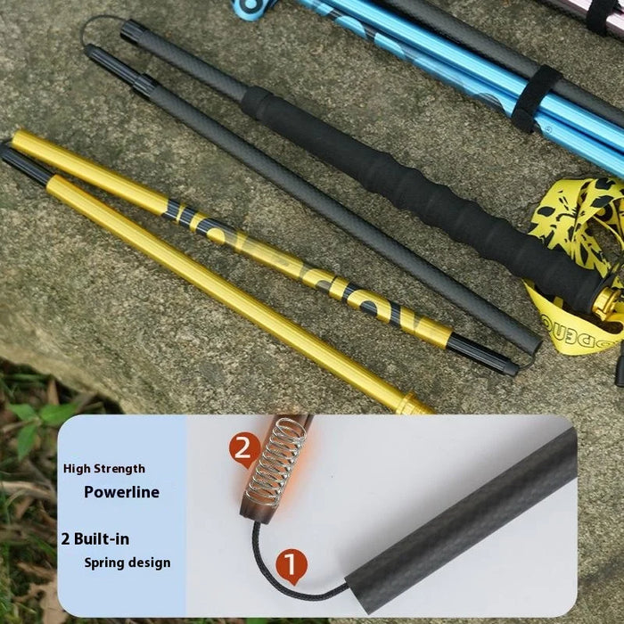KODENOR 4-Section Carbon Fiber Foldable Trekking Pole 110cm Ultra Light Collapsible Hiking Poles - Blue - 6
