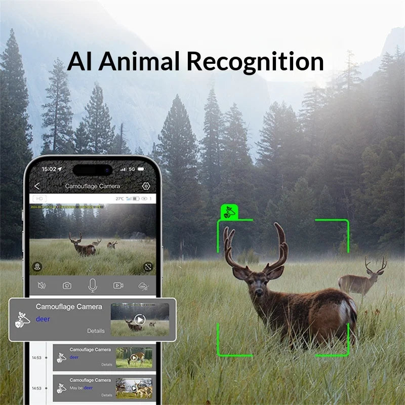H70 Solar Powered 4G Trail Camera GPS Positioning Two-Way Audio Night Vision 3MP Hunting Camera - 4