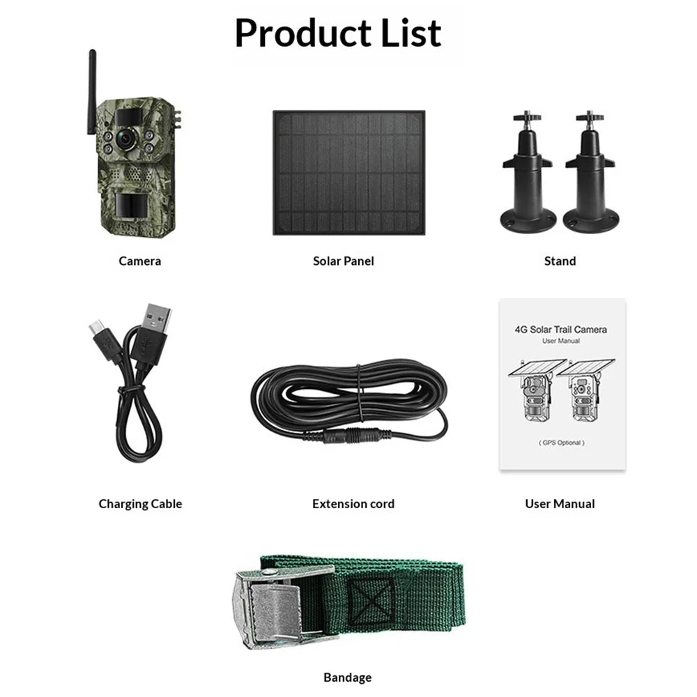 H70 Solar Powered 4G Trail Camera GPS Positioning Two-Way Audio Night Vision 3MP Hunting Camera - 5