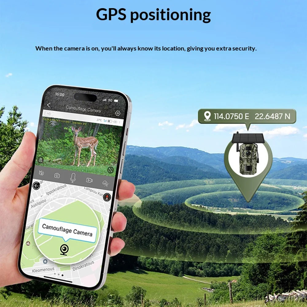 H70 Solar Powered 4G Trail Camera GPS Positioning Two-Way Audio Night Vision 3MP Hunting Camera - 6