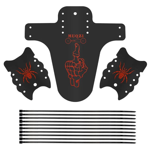 MUQZI Bike Mudguard with Cable Ties Fixed Gear Folding Bicycle Fender Set, 1 Large + 2 Small - Red - 1
