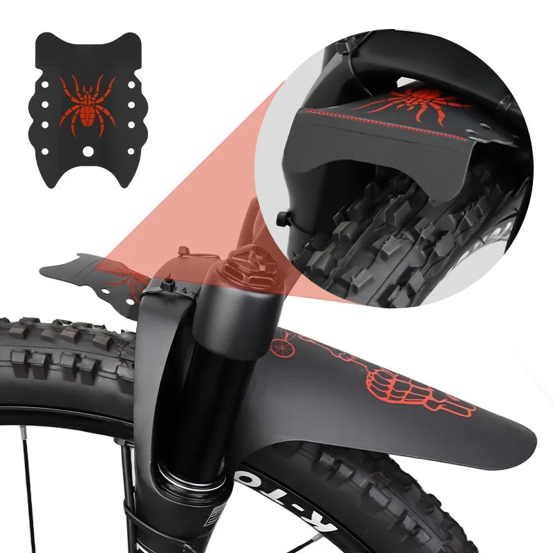 MUQZI Bike Mudguard with Cable Ties Fixed Gear Folding Bicycle Fender Set, 1 Large + 2 Small - Red - 4