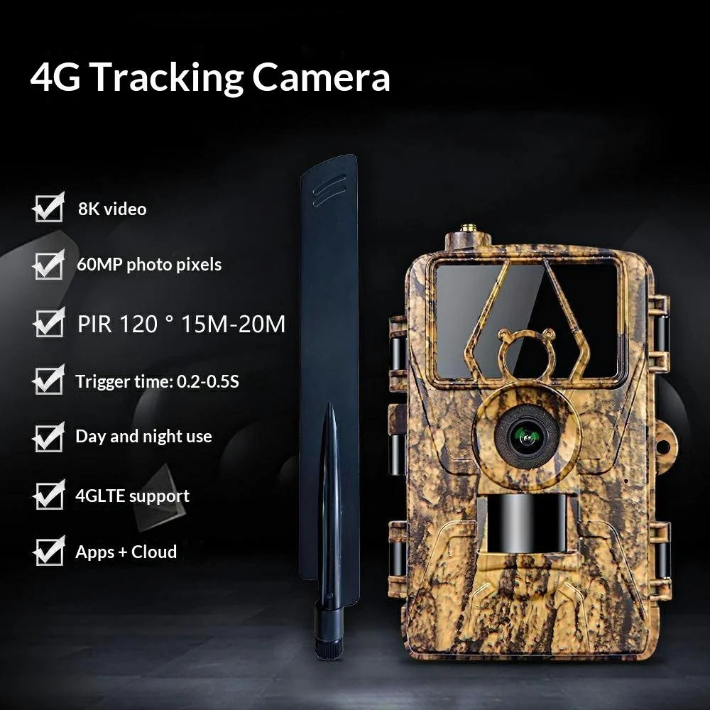 PR801LTE 8K Trail Camera 4G LTE 60MP PIR Motion Detection Night Vision IP66 Waterproof Hunting Camera for Scouting Wildlife Security - Camouflage - 2
