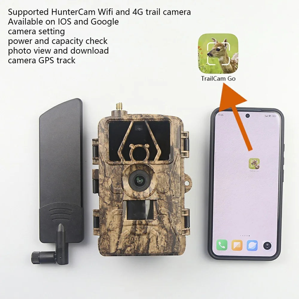 PR801LTE 8K Trail Camera 4G LTE 60MP PIR Motion Detection Night Vision IP66 Waterproof Hunting Camera for Scouting Wildlife Security - Camouflage - 7