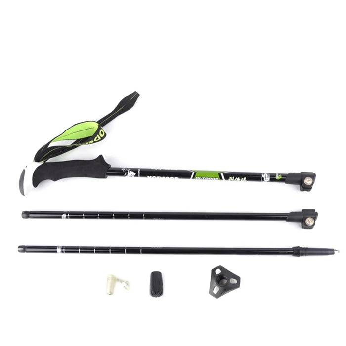 KODENOR 2# Carbon Fiber Telescopic Trekking Pole EVA Grip Handle 3-Section Adjustable Walking Stick - Green - 3