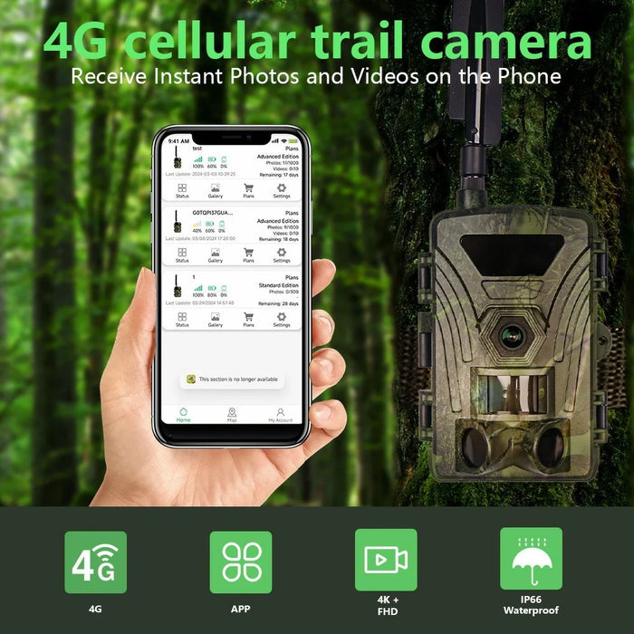 PR802LTE 4G LTE Trail Camera 60MP 4K Night Vision IP66 Waterproof Hunting Camera for Wildlife Scouting - 3