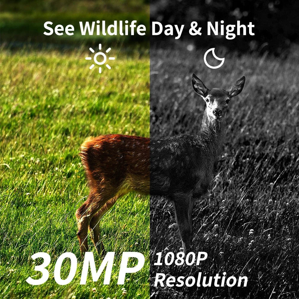 PR804LTE 4G Trail Camera 30MP 1080P Night Vision IP66 Waterproof Hunting Camera for Wildlife Scouting - Camouflage - 6